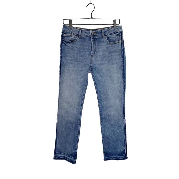 DL1961 Mara Straight Ankle Jeans Size 27 w/ Frayed Hem Side Seams 26" Inseam - Picture 1 of 11
